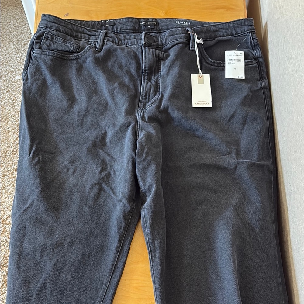 Good American Black Flare Wide Leg Jeans-brand new